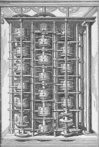 Máquina Calculadora Conhecida como o Mecanismo Diferencial da Cyclopaedia of Used Arts & Manufactures, editada por Charles Tomlinson, c.1880s de English School