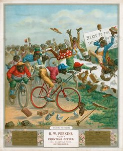 Calendário para 1898. Ciclistas de English School