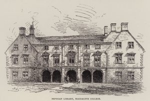 Cambridge: Biblioteca Pepysian, Magdalene College (gravura) de English School