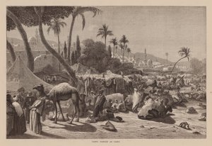 Mercado de camelos no Cairo (gravura) de English School