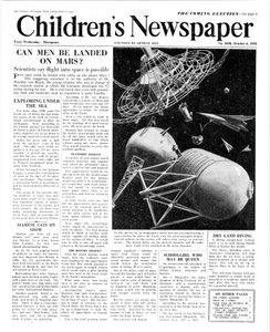 Pode o homem ser desembarcado em Marte, na primeira página do &39;The Children&39;s Newspaper&39;, outubro de 1951 (papel de jornal)