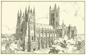 Catedral de Canterbury (tinta no papel) de English School