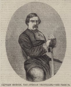 Capitão Burton, o Viajante Africano (gravura) de English School
