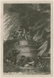 O heroísmo do Capitão George Farmer na Ação de 6 de outubro de 1779 (gravura) de English School