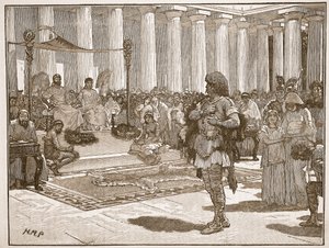 Caractacus antes de Cláudio, ilustração da história ilustrada de Cassells da Inglaterra (foto sépia) de English School