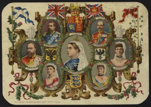 Cartão celebrando Rainha Victorias Jubileu de 1887 de English School