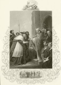 Cardeal Wolsey entrando na Abadia de Leicester de English School