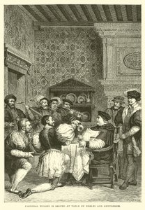 Cardeal Wolsey é servido à mesa por nobres e cavalheiros de English School