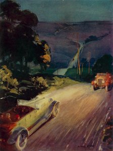 Carros que passam na noite (litografia a cores) de English School