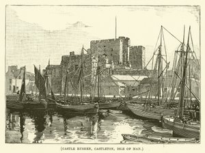 Castelo Rushen, Castleton, Ilha de Man (gravura) de English School