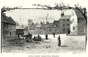 Castle Street, Melbourne, Inglaterra (gravura) de English School