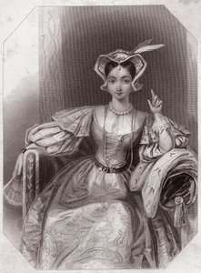Catarina de França (Catarina, filha de Carlos VI e Isabeau) (Henri V) (The Chronicle History of Henry the Fifth) em - "Galerie des femmes de Shakespeare, coleção de quarenta e cinco retratos sérios dos primeiros artistas londrinos, enriquecidos com crítica de English School