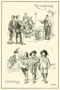 Cavaliers e Roundheads (tinta no papel) de English School