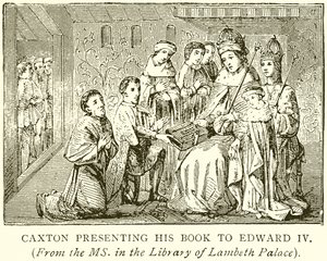 Caxton Apresentando seu livro para Edward IV de English School