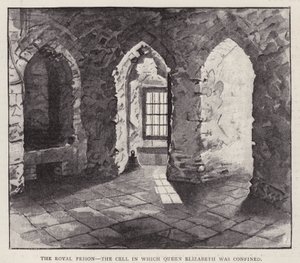Cela na Torre de Londres na qual a futura rainha Isabel I foi presa em 1554 durante o reinado de sua meia-irmã Mary I (litho) de English School