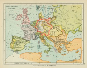 Europa Central e Ocidental (litografia a cores) de English School