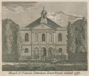 Capela de St James, Tottenham Court Road, Londres, erguida em 1792 de English School