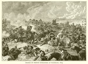 Carga de Couraceiros Franceses em Waterloo, 1815 de English School