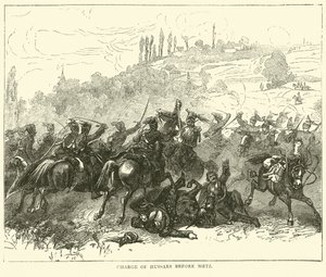Carga de hussardos antes de Metz, outubro de 1870 de English School