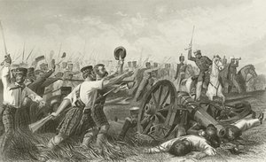 Carga dos Highlanders antes de Cawnpore, sob o general Havelock de English School