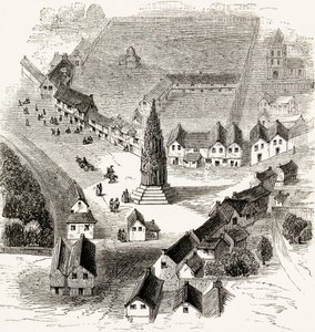 Charing Cross, Londres, no século XVI, c.1865 (gravura em madeira) de English School