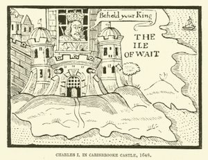 Charles I, no Castelo de Carisbrooke de English School