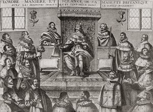 Charles I na Câmara dos Lordes em 1648, de "Uma Breve História do Povo Inglês" por JR Green, publicado em 1893 de English School
