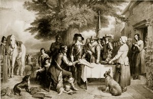 Charles I na véspera da batalha de Edgehil, 22 de outubro de 1642, ilustração de Hutchinsons História da nação britânica, c.1923 de English School
