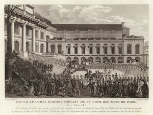 Charles Philippe dArtois fora do Tribunal de Ajuda em Paris de English School