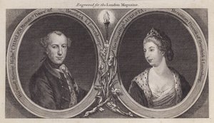 Charles William Ferdinand, Duque de Brunswick, e sua esposa, Princesa Augusta, irmã do Rei Jorge III (gravura) de English School