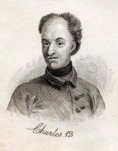 Charles XII, rei da Suécia, do Crabbs Historical Dictionary, publicado em 1825 de English School