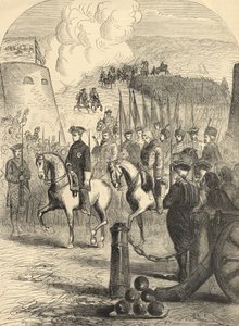 Carlos XII da Suécia que entra em Copenhague de English School