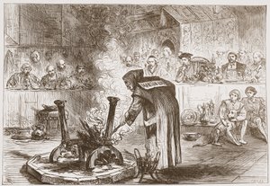 Charles vê o jogo das máscaras, ilustração da história do protestantismo por James Aitken Wylie (1808-1890), bar. 1878 de English School