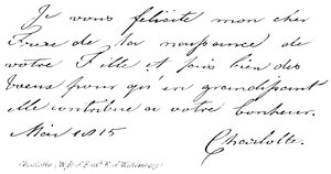 Charlotte, (esposa de Fredk K de Wirtemberg) de English School
