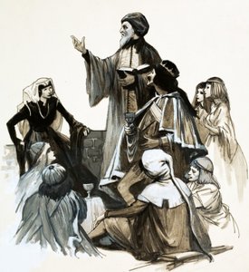 Chaucer recitando sua poesia de English School