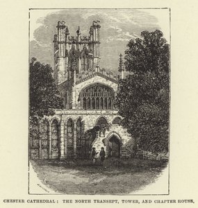 Catedral de Chester, o transepto norte, torre e casa do capítulo de English School