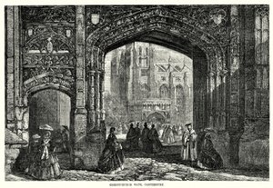Christchurch Gate, Canterbury (gravura) de English School