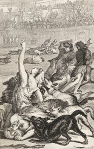Mártires Cristãos na Arena Romana, c.1865 (gravura em madeira) de English School