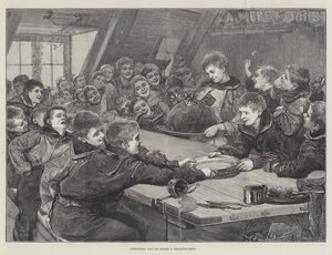 Dia de Natal a bordo de um navio de treino (gravura) de English School