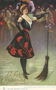 Cartão de Natal com um ringue de patinagem (cor litho) de English School