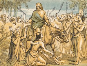 A Entrada de Cristo em Jerusalém (gravura colorida) de English School