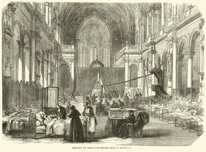 Igreja em Paris convertida em hospital, novembro de 1870 de English School