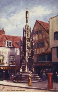 City Cross, Winchester (litografia a cores) de English School