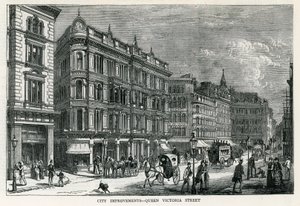 Melhorias da cidade - Queen Victoria Street, Londres de English School