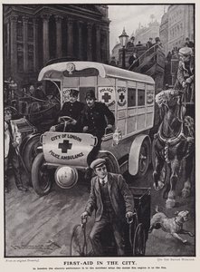 Ambulância eléctrica da Polícia da Cidade de Londres (litho) de English School