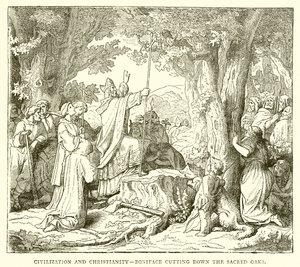 Civilização e Cristianismo - Bonifácio cortando os Carvalhos Sagrados de English School