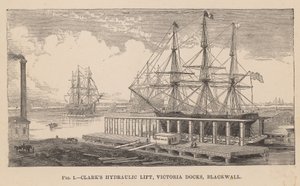 Clarks hidráulico elevador, Victoria Docks, Blackwall de English School