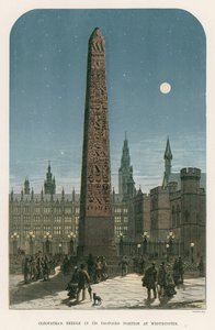 Cleopatras Needle na sua posição proposta em Westminster de English School