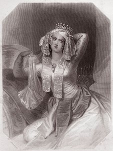 Cleopatre (Antoine et Cleopatre) (Antony e Cleopatra) em - "Galerie des femmes de Shakespeare, coleção de quarenta e cinco retratos sérios de artistas do início de Londres, enriquecidos com avisos críticos e literários" cerca de 1838 - da "Galerie des femm de English School