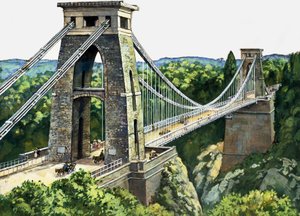 Ponte suspensa de Clifton (guache sobre papel) de English School
